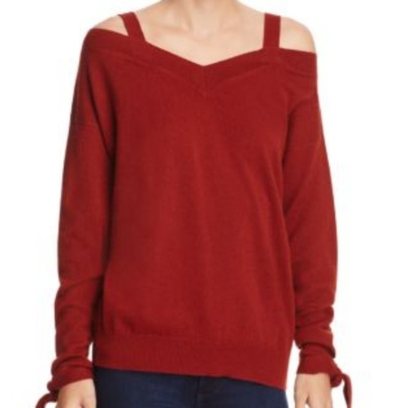 Theory Cold Shoulder 100% Cashmere Sweater Red - Picture 1 of 7